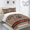 Gucci Bedding Set, Gucci Beige Fashion Luxury Brand Fashion Bedding Set Bedspread Duvet Cover Set