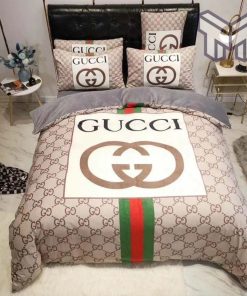 Gucci Bedding Set, Gucci Beige Luxury Brand High End Bedding Set GC Home Decor