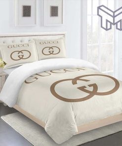 Gucci Bedding Set, Gucci Beige Luxury Brand High End Bedding Set Home Decor