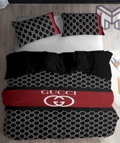 Gucci Bedding Set, Gucci Black Dots Logo 3d Printed Bedding Sets Quilt Sets Duvet Cover Luxury Brand Bedding Decor Bedroom Sets