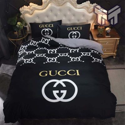 Gucci Bedding Set, Gucci Black Luxury Brand Bedding Set Home Decor