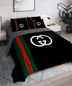 Gucci Bedding Set, Gucci Black Luxury Brand High End Premium Bedding Set Home Decor