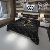 Gucci Bedding Set, Gucci Black Panther Fashion Logo Luxury Brand Premium Bedding Set Home Decor