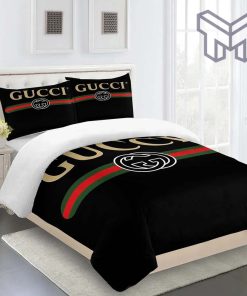 Gucci Bedding Set, Gucci Black Premium Fashion Limited Luxury Brand Bedding Set Home Decor