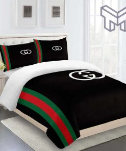 Gucci Bedding Set, Gucci Black Premium Limited Luxury Brand Fashion Bedding Set Home Decor