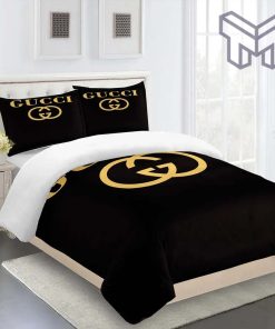 Gucci Bedding Set, Gucci Black Premium Luxury Brand Limited Fashion Bedding Set Home Decor