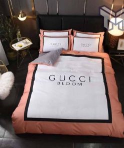 Gucci Bedding Set, Gucci Bloom Fashion Logo Luxury Brand Bedding Set Home Decor