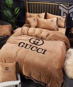 Gucci Bedding Set, Gucci Brown Limited Luxury Brand High-End Bedding Set Home Decor