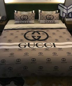 Gucci Bedding Set, Gucci Brown Luxury Brand Bedding Set Home Decor