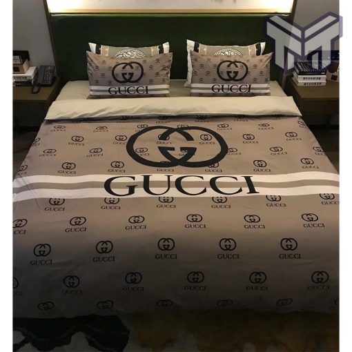 Gucci Bedding Set, Gucci Brown Luxury Brand Bedding Set Home Decor