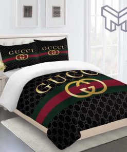 Gucci Bedding Set, Gucci Brown Premium Limited Luxury Brand Fashion Bedding Set Home Decor