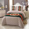 Gucci Bedding Set, Gucci Brown Stripe Luxury Brand High-End Bedding Set Home Decor