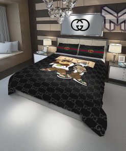 Gucci Bedding Set, Gucci Bugs Bunny Fashion Logo Luxury Brand Premium Bedding Set Home Decor