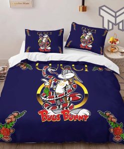 Gucci Bedding Set, Gucci Bugs Bunny Fashion Logo Premium Luxury Brand High-End Bedding Set LV Home Decor