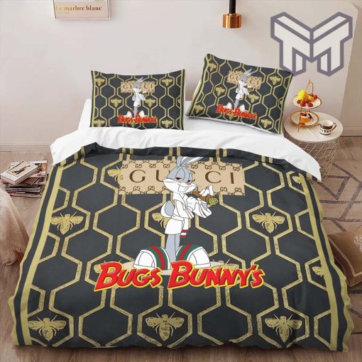 Gucci Bedding Set, Gucci Bugs Bunny Luxury Brand High-End Bedding Set Home Decor