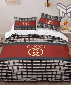 Gucci Bedding Set, Gucci Caro Fashion Logo Premium Luxury Brand High-End Bedding Set LV Home Decor