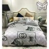 Gucci Bedding Set, Gucci Cat Luxury Brand High-End White Bedding Set Home Decor