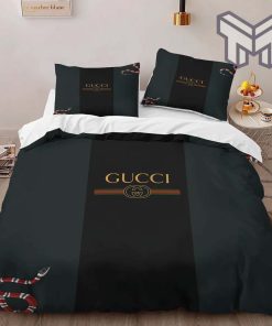 Gucci Bedding Set, Gucci Dark Snake Fashion Logo Premium Luxury Brand High-End Bedding Set LV Home Decor