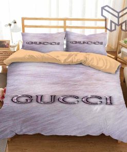 Gucci Bedding Set, Gucci Diamon Fashion Logo Luxury Brand Premium Bedding Set Home Decor