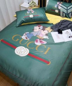 Gucci Bedding Set, Gucci Disney Mickey Couple Luxury Brand Bedding Set Home Decor