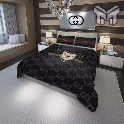 Gucci Bedding Set, Gucci Doggy Fashion Logo Luxury Brand Bedding Set Home Decor