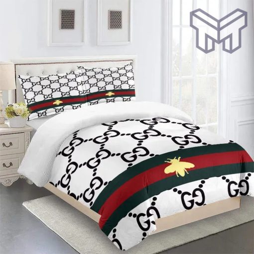 Gucci Bedding Set, Gucci Fashion Logo Limited Luxury GC Brand Bedding Set Home Decor