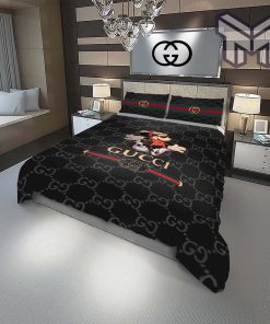 Gucci Bedding Set, Gucci Funny Mickey Fashion Logo Luxury Brand Bedding Set Home Decor