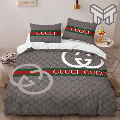 Gucci Bedding Set, Gucci Grey Limited Luxury Brand High-End Bedding Set Home Decor