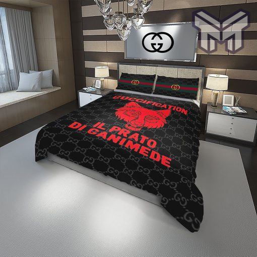 Gucci Bedding Set, Gucci Guccification Fashion Logo Luxury Brand Premium Bedding Set Home Decor