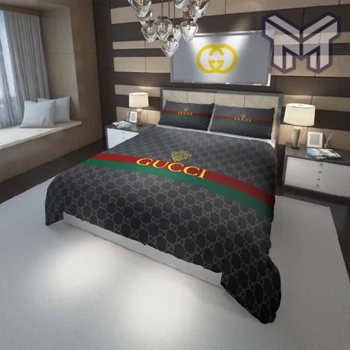 Gucci Bedding Set, Gucci Hot Logo Luxury Brand Bedding Set Bedspread Duvet Cover Set Home Decor