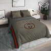 Gucci Bedding Set, Gucci Khaki Luxury Brand High End Premium Bedding Set Home Decor