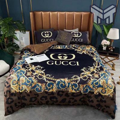 Gucci Bedding Set, Gucci Leopard Luxury Brand Bedding Set Bedspread Duvet Cover Set Home Decor