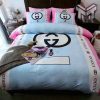 Gucci Bedding Set, Gucci Light Blue Pink Luxury Brand Bedding Set Bedspread Duvet Cover Set Home Decor