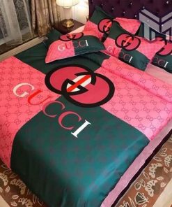 Gucci Bedding Set, Gucci Logo Luxury Brand Bedding Set Home Decor