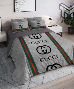 Gucci Bedding Set, Gucci Logo Luxury Brand High End Premium Bedding Set Home Decor