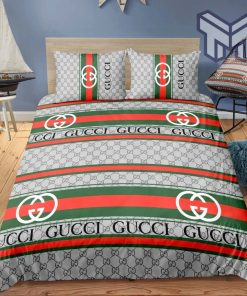 Gucci Bedding Set, Gucci Logo New Luxury Brand Bedding Set Bedspread Duvet Cover Set Home Decor