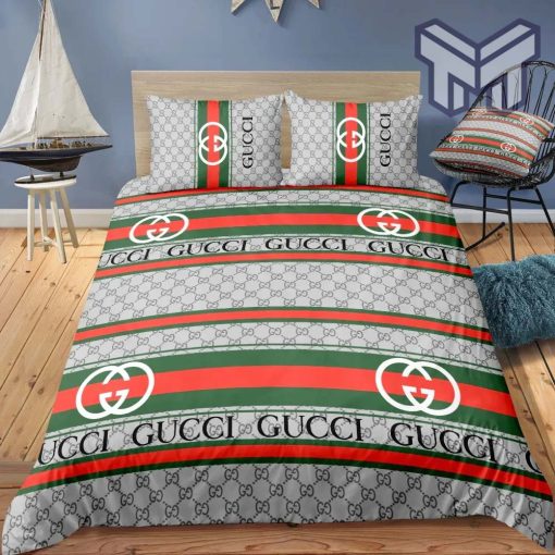 Gucci Bedding Set, Gucci Logo New Luxury Brand Bedding Set Bedspread Duvet Cover Set Home Decor