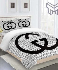 Gucci Bedding Set, Gucci Logo Premium Luxury Brand Fashion Limited Bedding Set Home Decor