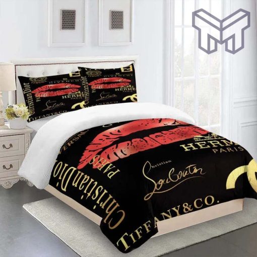 Gucci Bedding Set, Gucci Louis Vuitton Chanel Versace Premium Luxury Brand Fashion Limited Bedding Set Home Decor