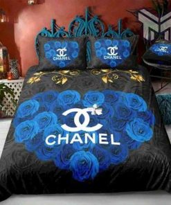 chanel-bedding-sets-chanel-blue-roses-bedding-3d-printed-bedding-sets-quilt-sets-duvet-cover-luxury-brand-bedding-decor-bedroom-sets