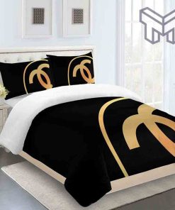 chanel-bedding-sets-chanel-golden-logo-black-luxury-brand-bedding-set-duvet-cover-home-decor