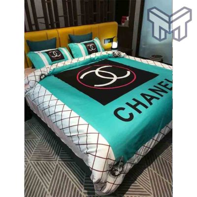 chanel-bedding-sets-chanel-logo-cyan-luxury-brand-bedding-set-duvet-cover-home-decor