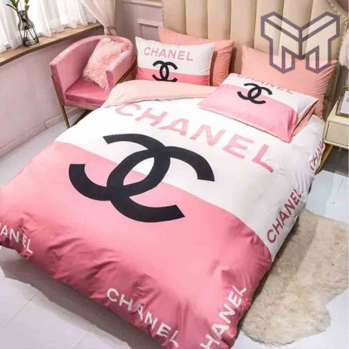 chanel-bedding-sets-chanel-logo-pink-and-white-printed-bedding-sets-quilt-sets-duvet-cover-luxury-brand-bedding-decor-bedroom-sets