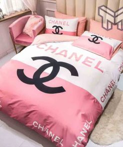 chanel-bedding-sets-chanel-logo-pink-and-white-printed-bedding-sets-quilt-sets-duvet-cover-luxury-brand-bedding-decor-bedroom-sets