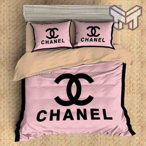 chanel-bedding-sets-chanel-pink-fashion-logo-luxury-brand-bedding-set-home-decor