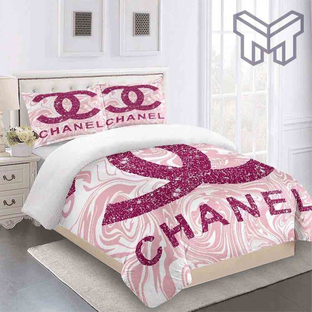 Cheap Pink Chanel Comforter Set King, Chanel Bedding Set - Rosesy
