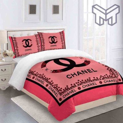 chanel-bedding-sets-chanel-red-fashion-logo-luxury-brand-bedding-set-home-decor