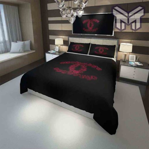 chanel-bedding-sets-chanel-red-roses-luxury-brand-high-end-bedding-set-home-decor