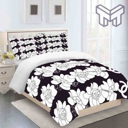 chanel-bedding-sets-chanel-white-flowers-black-luxury-brand-bedding-set-duvet-cover-home-decor