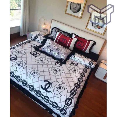 chanel-bedding-sets-chanel-white-flowers-luxury-brand-bedding-set-home-decor